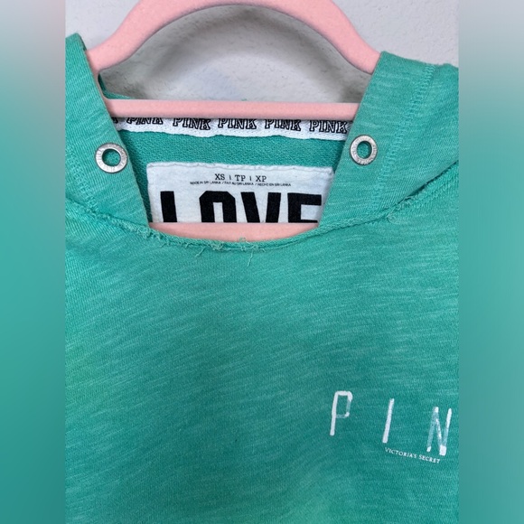 Victoria's Secret Y2K 2000s PINK Hooded Pullover Womens Size XS Green - Picture 2 of 5